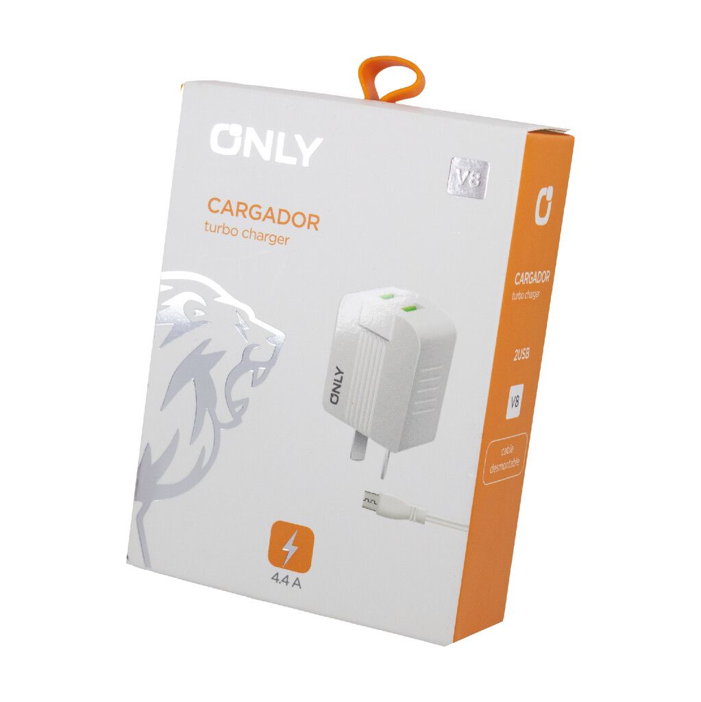 Cargador 220v only mod06-2usb+cable v8-blanco