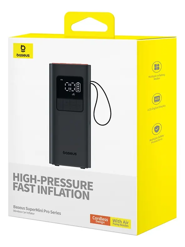 INFLADOR INALAMBRICO BASEUS SUPERMINI PRO SERIE CAR INFLATOR 4000 MAH CLUSTER BLACK