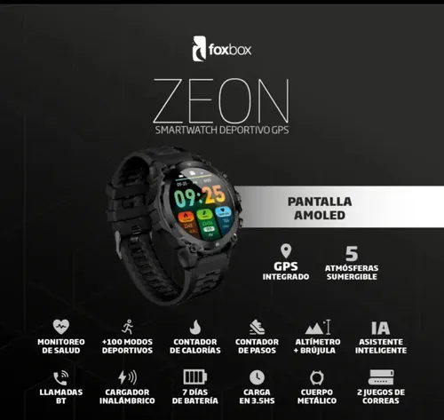 SMARTWATCH DEPORTIVO ZEON NEGRO CON MALLA EXTRA NARANJA